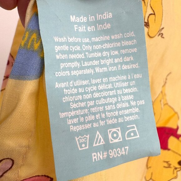 Vtg Disney Winnie the Pooh Crib/Toddler Fitted Bed Sheet Yellow Fabric Material - Picture 7 of 7